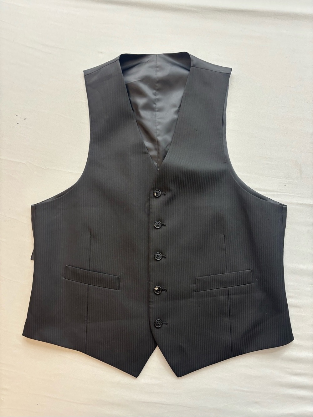 Men's Classic Black Pinstripe Vest - Tailored Dress Waistcoat